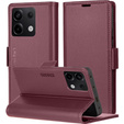 Pouzdro pro Xiaomi Redmi Note 13 5G, ERBORD Glossy Litchi, flipová peněženka, červené