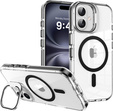 Pouzdro pro iPhone 17, pro MagSafe, se stojánkem, průhledné s černými vložkami