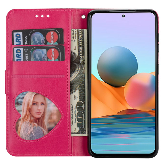 Klopové pouzdro pro Samsung Galaxy A36 5G, Wallet Zipper Pocket Glittery, růžové