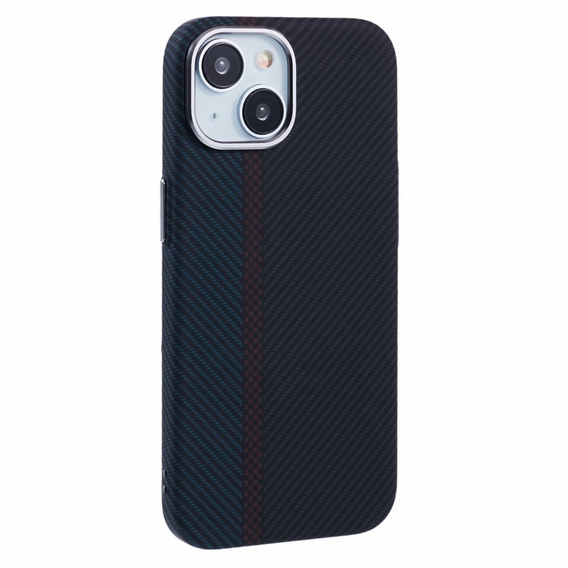 Pouzdro pro iPhone 14, Carbon Fiber MagSafe, černá / modrá