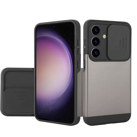 Pouzdro pro Samsung Galaxy S24, ERBORD CamProtect Slide Camera, šedé gunmetal