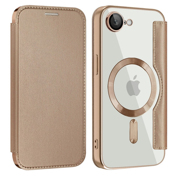 Klopové pouzdro pro iPhone 16E, RFID Wallet MagSafe CamShield, zlaté