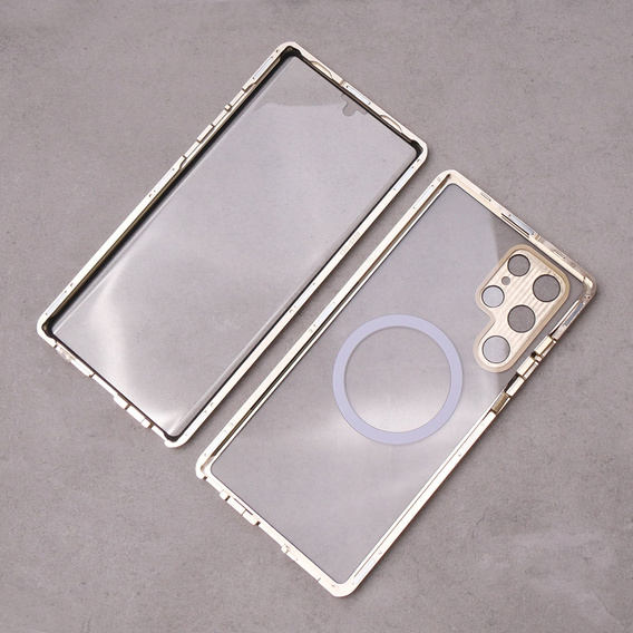 Magnetické pouzdro Dual Glass MagSafe pro Samsung Galaxy S22 Ultra, zlaté
