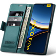 Pouzdro pro Xiaomi Poco F7 Pro, ERBORD Glossy Litchi, flipová peněženka, zelené