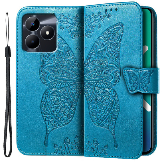 Klopové pouzdro pro Realme C51, Butterfly, modré