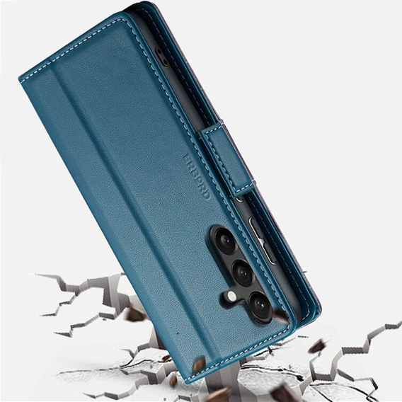 Pouzdro pro Samsung Galaxy A55, ERBORD Glossy Litchi, flipová peněženka, modré