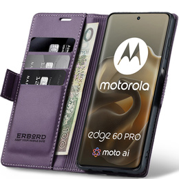 ERBORD Lesklá peněženka Litchi s klopou pro Motorola Edge 60 Pro