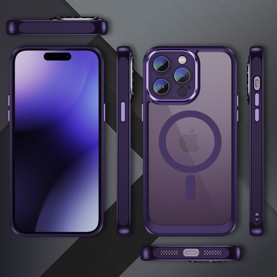 Pouzdro pro iPhone 15 Pro, ERBORD Impact Guard, MagSafe, tmavě fialové