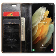 CASEME flipové pouzdro pro Samsung Galaxy S21 Ultra 5G, Waxy Textured, káva