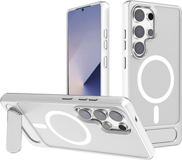 Pouzdro pro Samsung Galaxy S25 Ultra, matný stojánek, pro MagSafe, stříbrné