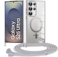 Pouzdro pro Samsung Galaxy S25 Ultra, Electro MagSafe, stříbrné + šňůrka na krk