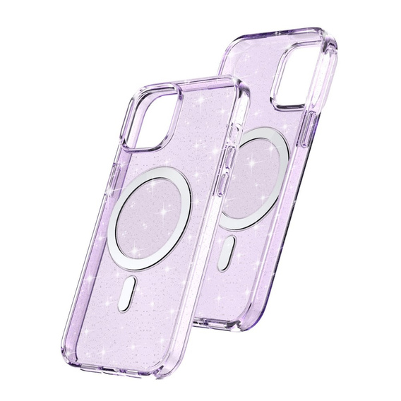 Pouzdro pro iPhone 14, Dropproof MagSafe Glitter, fialové