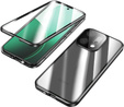 Pouzdro pro Oppo Reno 14, magnetické dvojité sklo, průhledné s černými boky