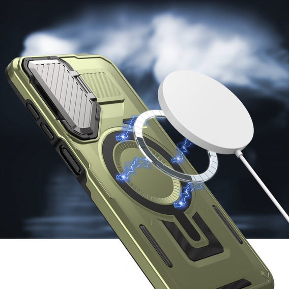Pouzdro pro Samsung Galaxy A16, Military MagSafe with camera protection, zelené