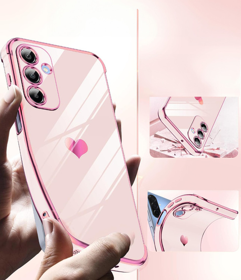 Pouzdro pro Samsung Galaxy A26, Electro heart, růžové rose gold + sklo 9H