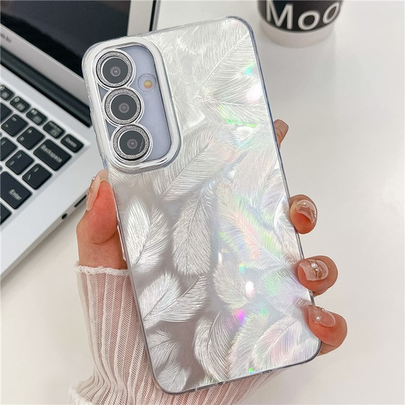 Pouzdro pro Samsung Galaxy A36 5G / A56 5G, Feather, stříbrné
