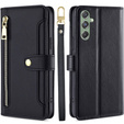 Klopové pouzdro pro Samsung Galaxy M34, Wallet Zipper Pocket, černé