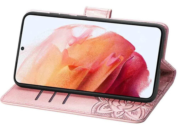 Klopové pouzdro pro Motorola Moto E14, Butterfly, růžové rose gold