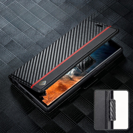 Klopové pouzdro pro Samsung Galaxy S23 Ultra, Carbon LC.IMEEKE, černé