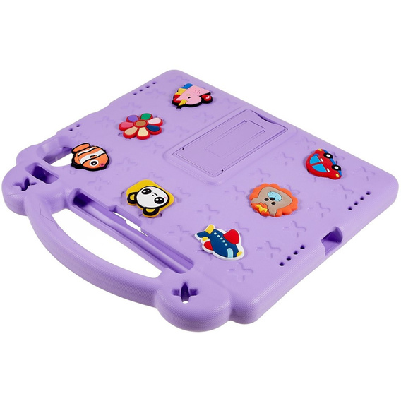 Dětské pouzdro pro Apple iPad Air 11" 6 gen. 2024, Cute Patterns, se stojánkem, fialové