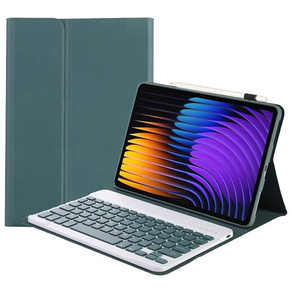Pouzdro s bluetooth klávesnicí pro Xiaomi Pad 7 / Xiaomi Pad 7 Pro, zelené