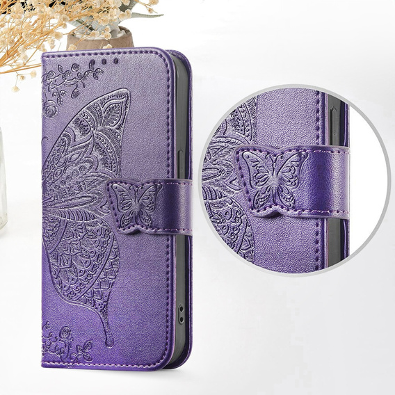 Klopové pouzdro pro Xiaomi Redmi 15C 4G/LTE, Butterfly, fialové