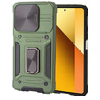 Pancéřové pouzdro pro Xiaomi Redmi Note 13 5G, CamShield Slide, zelené + tvrzené sklo 9H