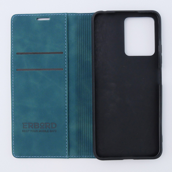 Pouzdro pro Xiaomi Redmi Note 12 4G, ERBORD Vintage peněženka s klopou, modré