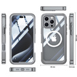Pouzdro pro iPhone 16 Pro, Shockproof, se sklem, pro MagSafe, šedé