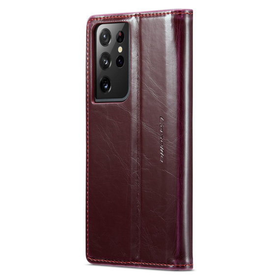 CASEME flipové pouzdro pro Samsung Galaxy S21 Ultra 5G, Waxy Textured, červené