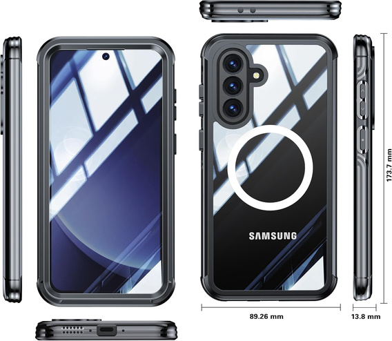 Pouzdro pro Samsung Galaxy A36 / Samsung Galaxy A56, Shockproof, se sklem, pro MagSafe, černé