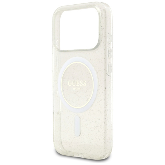 Pouzdro Guess IML Glitter Pearl Strap MagSafe pro iPhone 17 Pro Max