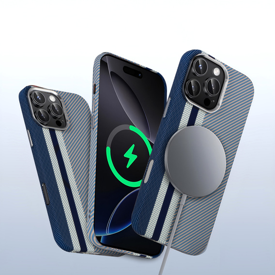 Pouzdro pro iPhone 16 Pro Max, Carbon Fiber MagSafe, modré
