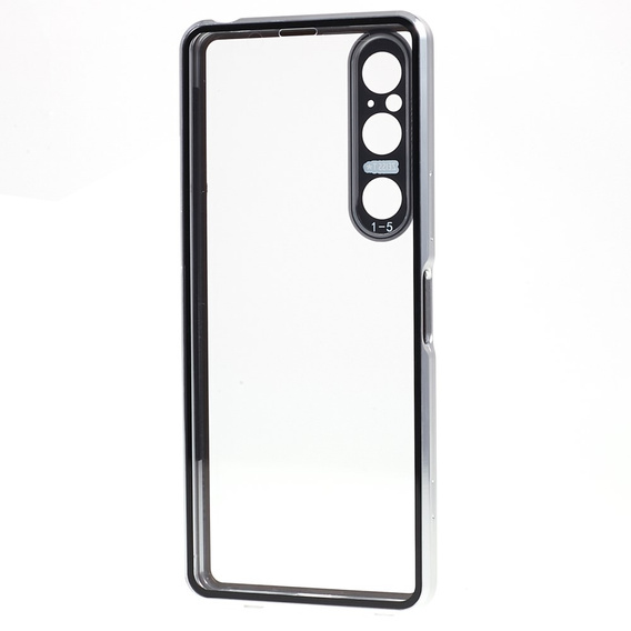 Pouzdro pro Sony Xperia 1 V, Magnetic Dual Glass, stříbrné