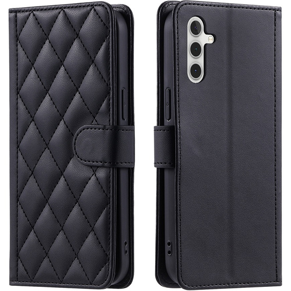 Pouzdro s klopou pro Samsung Galaxy A16, Rhombus Crossbody Leather, černé