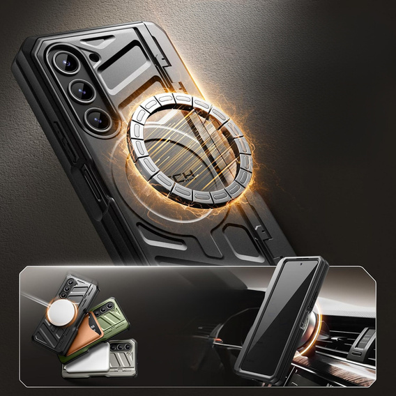 Pancéřové pouzdro pro Samsung Galaxy S24, řada TONGATE MECH s kroužkem, černé