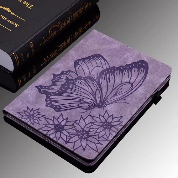 Pouzdro pro Lenovo Tab M9, Wallet Pen Slot, butterflies, hnědé