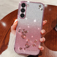 Pouzdro pro Samsung Galaxy S23, Glitter Flower, růžové rose gold