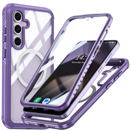 Pouzdro pro Samsung Galaxy S25, Shockproof, se sklem, pro MagSafe, fialové