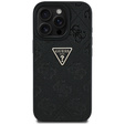 Pouzdro Guess Grained Hot Stamp 4G Triangle Metal pro iPhone 16 Pro Max
