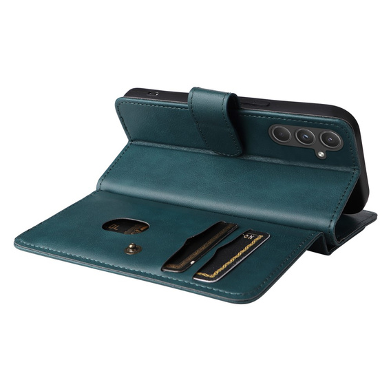 Pouzdro s klopou pro Samsung Galaxy A55 5G, 10 Card Slots Wallet, zelené