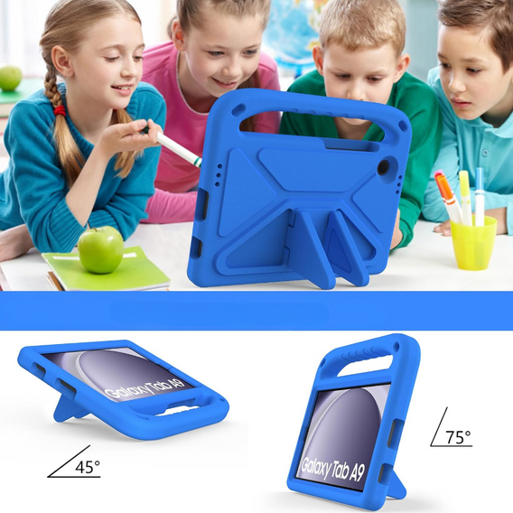 Dětské pouzdro pro Samsung Galaxy Tab A9, dětské pouzdro s rukojetí, modré