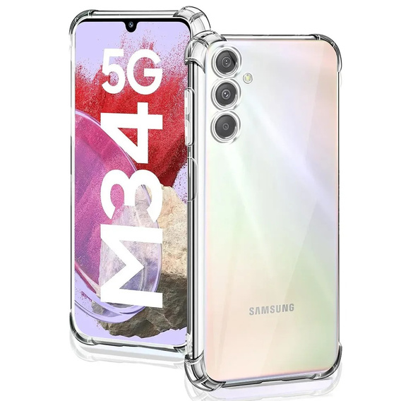 Pouzdro pro Samsung Galaxy M34 5G, Anti-Shock, průhledné + sklo 9H