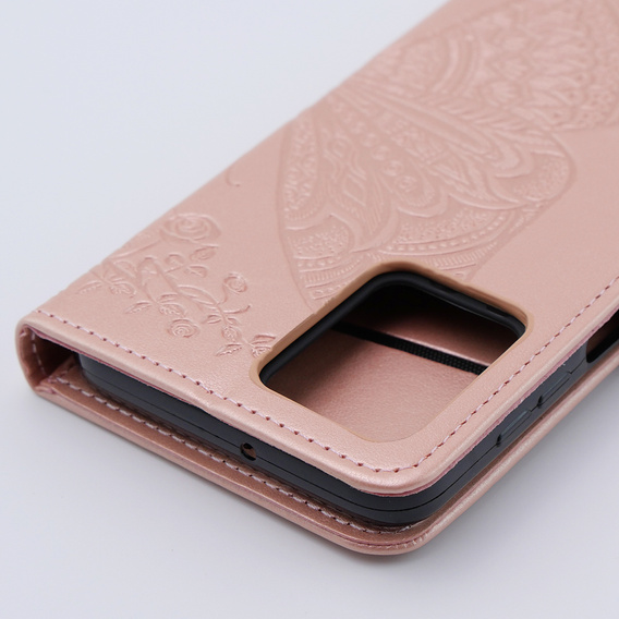 Klopové pouzdro pro Motorola Moto G54 5G, Butterfly, růžové rose gold