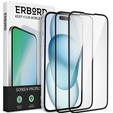 2x tvrzené sklo pro iPhone 15, ERBORD 3D pro celý displej
