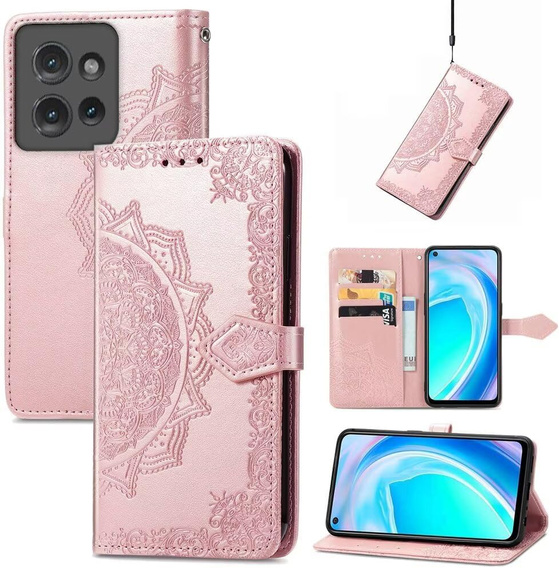 Klopové pouzdro pro Motorola Edge 50 Neo / Motorola ThinkPhone 25, Mandala, růžové rose gold