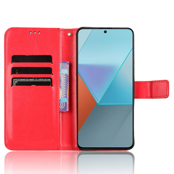 Klopové pouzdro pro Xiaomi Redmi Note 13 Pro 5G, Crazy Horse Wallet, červené