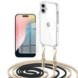 Pouzdro se šňůrkou na krk pro iPhone 16, ERBORD MagSafe, průhledné + sklo na displej