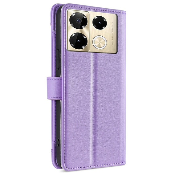 Klopové pouzdro pro Infinix Note 40 Pro, Wallet Zipper Pocket, fialové