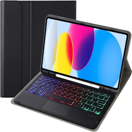 Pouzdro s podsvícenou bluetooth touchpad klávesnicí pro iPad 10.9" 2022 (10 gen.), černé